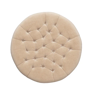 Round tufted ottoman — View 5