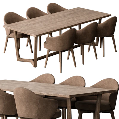 Dinning Table Wooden - Set 30 — Ver 1