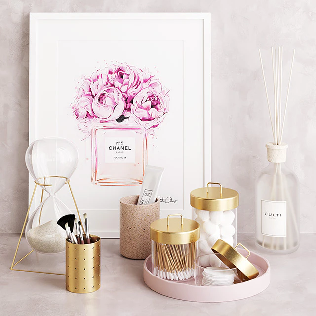 Pink & Brass Zakkia Bathroom Set — Descargar