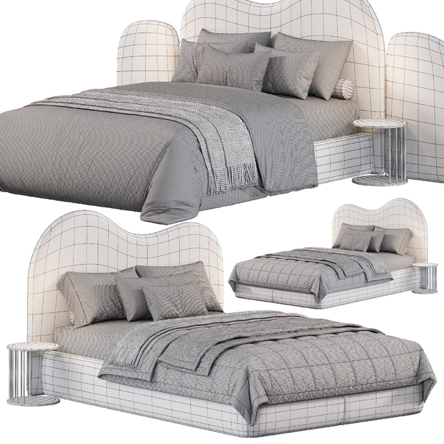 Curved Bedhead Boucle bed — Descargar