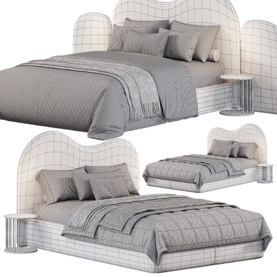 Curved Bedhead Boucle bed — Ver 5