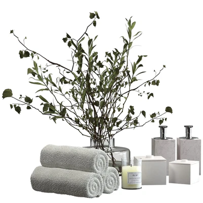 Decorative bathroom set with a bouquet of branches — Ver 5