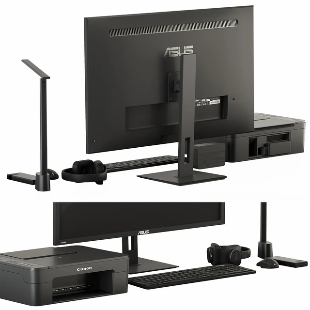 Black Desktop Accessory Set 01 — Descargar
