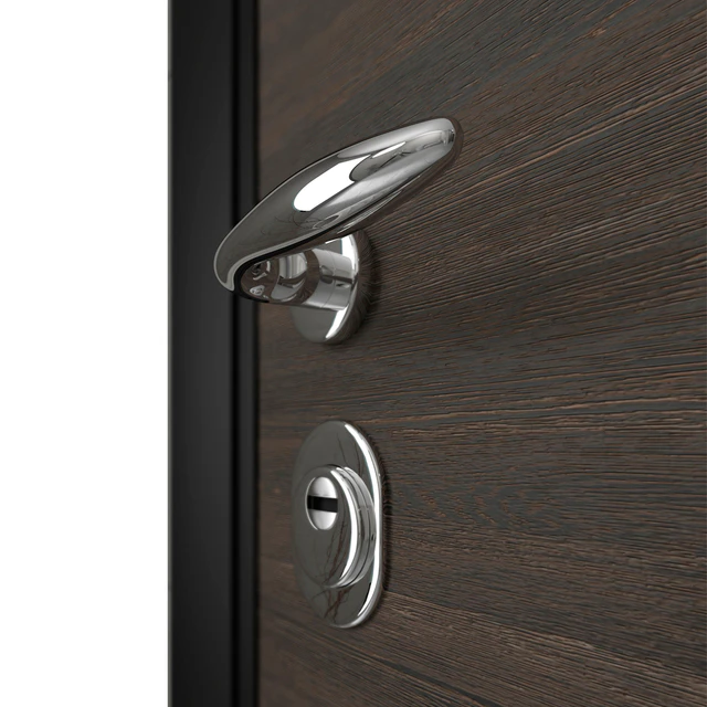 Door entrance metal with wooden decorative plate — Descargar