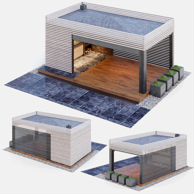 Gazebo with summer kitchen — Descargar