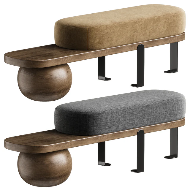 Solid Color Modern Upholstered Entryway Bench with White Cushion — Скачать