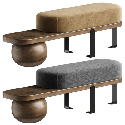 Solid Color Modern Upholstered Entryway Bench with White Cushion — Вид 4