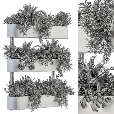 Indoor Plant Set 306 - Box Stand with Hanging Plants — Ver 5