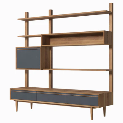 Shelving unit Bruni / Bruni Black with drawers, 180 * 179 * 45 cm — Ver 4