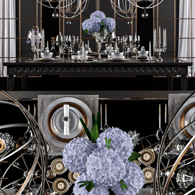 Sophie Mirrored Dining Table set — Ver 3