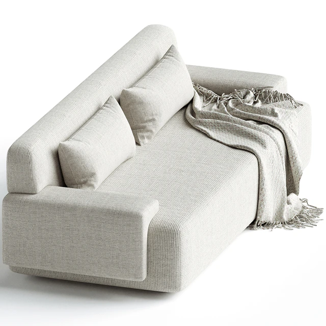 Popus Editions Lena 3 Seater Sofa in Egg Shell Off-White Como Velvet Fabric — Descargar
