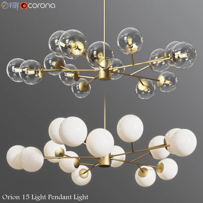 Orion 15 Light Pendant Clear & Opaque Glass — Вид 1