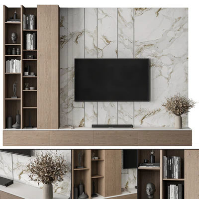TV Wall Stone and Wood - Set 86 — View 1