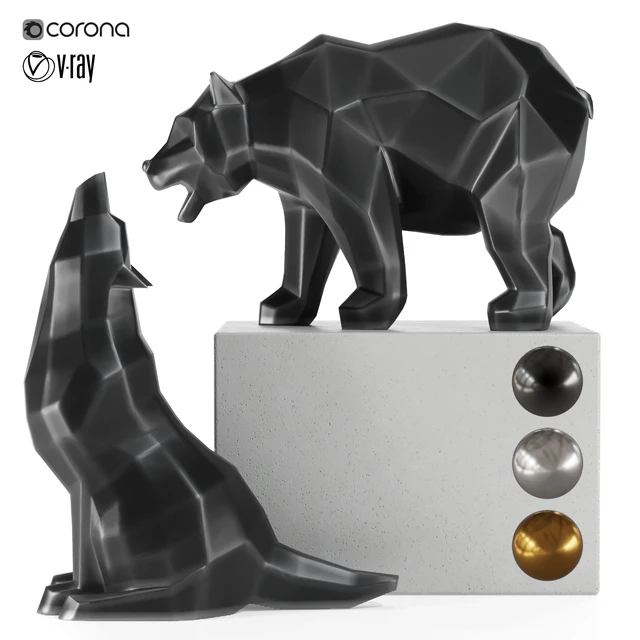 geometric wolaf and bear — Скачать