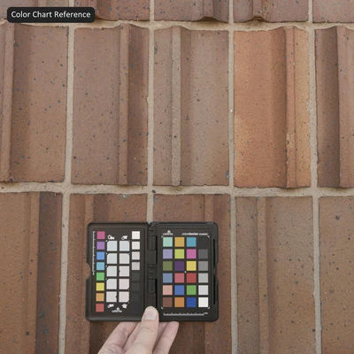 vertical stacked ceramic facade tile texture ochre brown — Ver 6