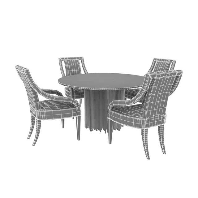 Bernhardt calista arm chair and round dining table 3d model — Descargar