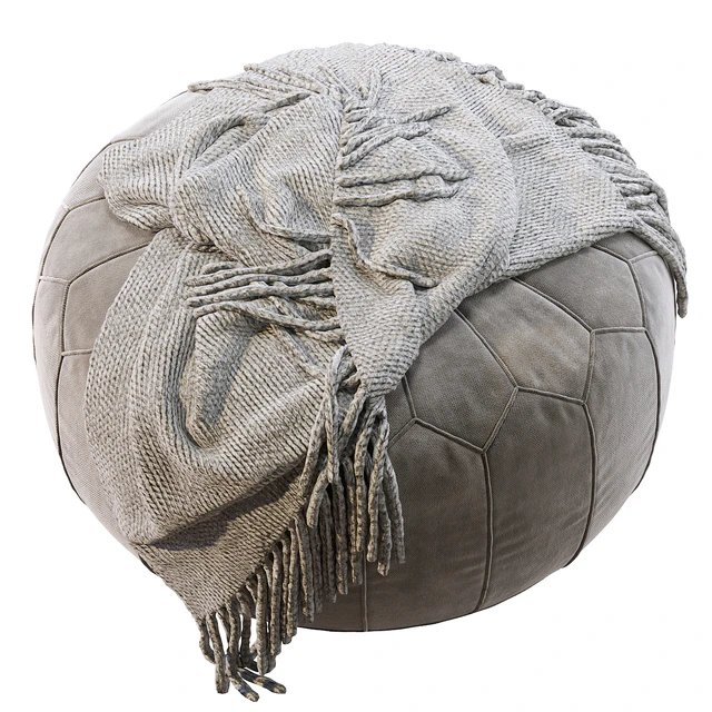 Vintage Round Moroccan Pouf Hand Tooled In Marrakech — Descargar