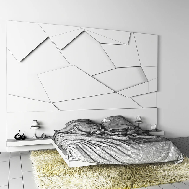 Bed with 3D panel — Descargar