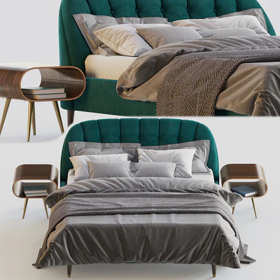MARGOT SUPER KING SIZE BED, SEAFOAM BLUE VELVET — Вид 1