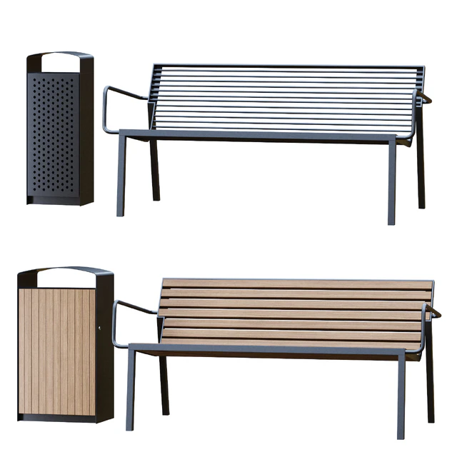 Park Benches, Urn and Direction Signs by mmcite — Download