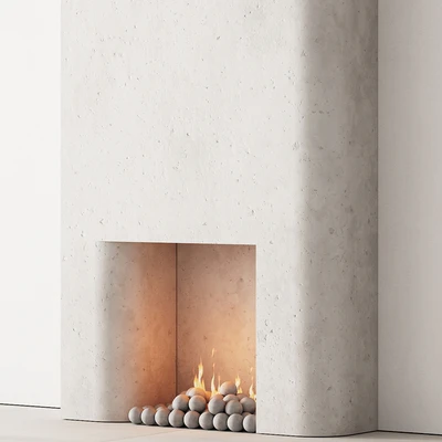 292 fireplace area decorative wall 10 tall chimney travertine stone 00 — Вид 7