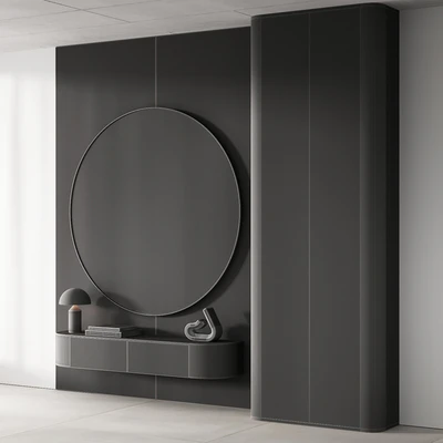 144 hallway zone 03 minimal modern with circle mirror 01 — Вид 6