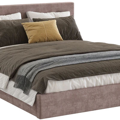 Bed Cushy Upholstered Platfrom Bed — Ver 6