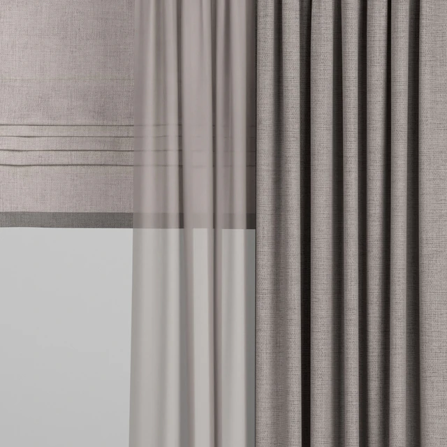Brown curtains with tulle and roman blinds. — Descargar