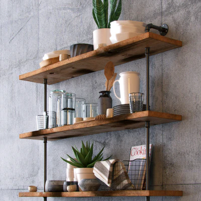 Shelves dishes and flowers — View 2