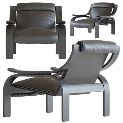 Marco Zanuso Leather Woodline Armchair by Cassina — Ver 6