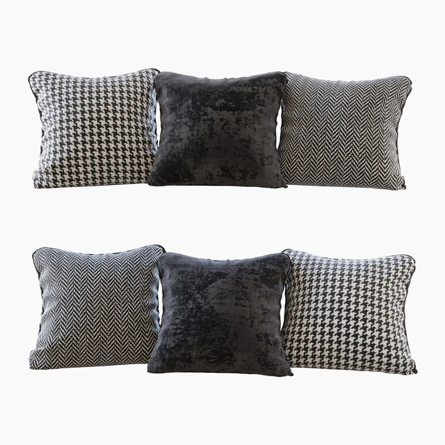 Набор подушек: черный бархат, шеврон и гусиная лапка (Pillows black velvet chevron and houndstooth) — Скачать