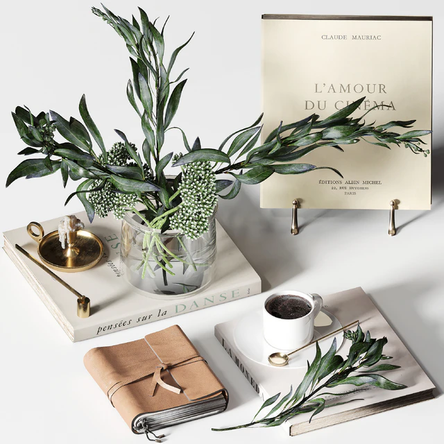 Decorative set 018 with coffee and bouquet — Descargar