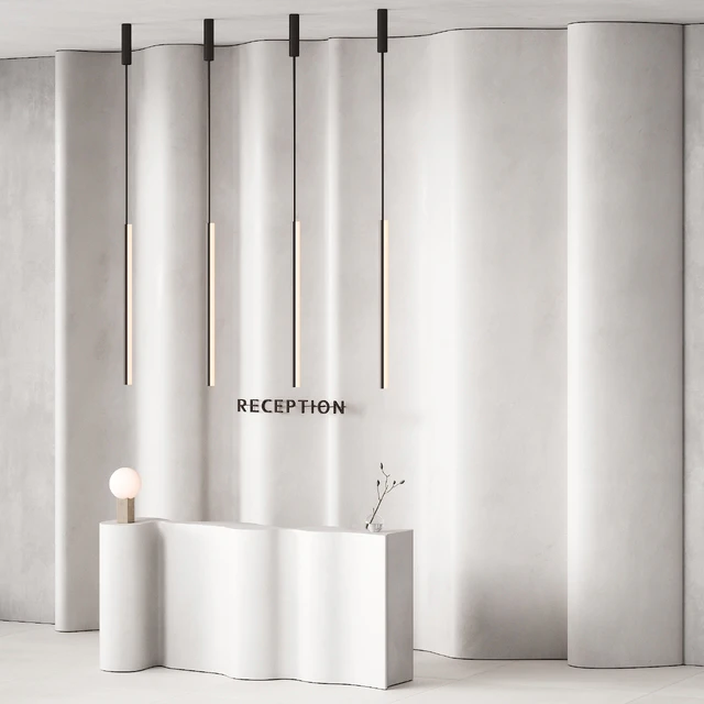 379 office furniture 17 reception desk 12 double wave with plant — Descargar