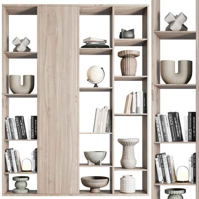 wooden Shelves Decorative With vase and Book — Скачать