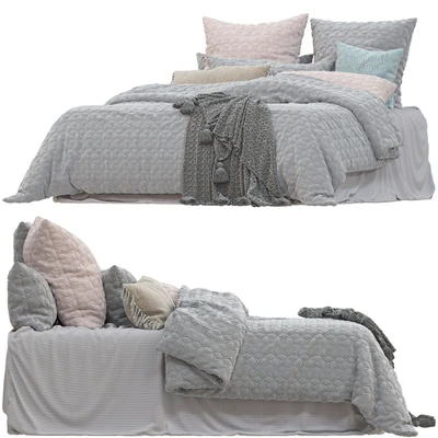 Adairs Duke Velvet Silver Quilted Quilt Cover Pillowcases — Ver 4