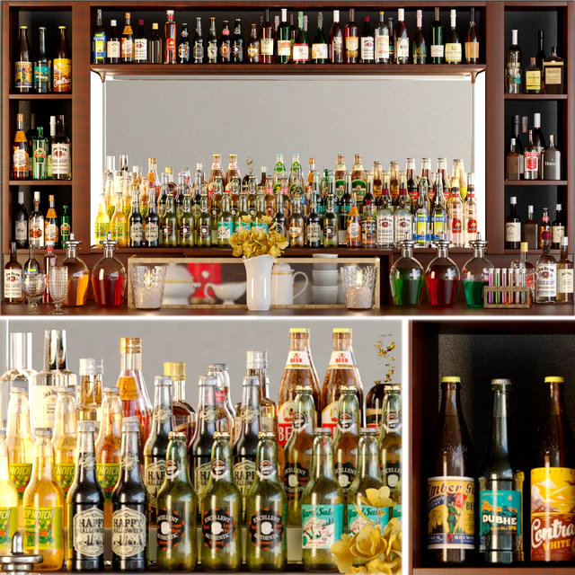 Huge bar with alcohol. Pub — Descargar
