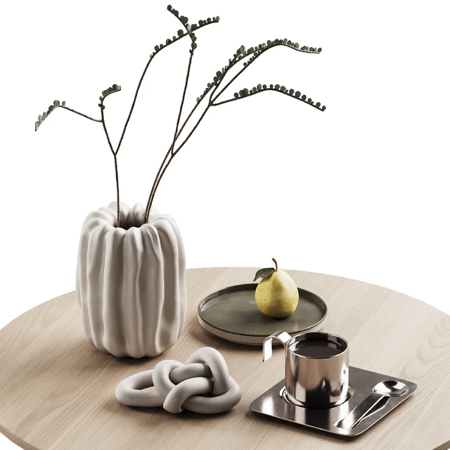 406 decorative set 041 folded vase pear and tea — Descargar