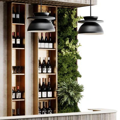 Reception Desk for Restaurant and Caffe with cabinet wine rack set 09 — View 5