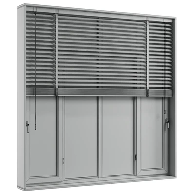 open window & close metal window with metal & leather blinds — Вид 7