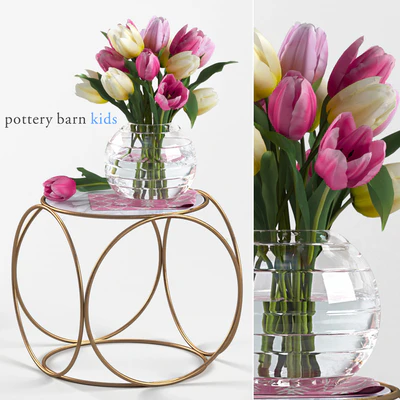 Pottery Barn Kids. Marble Top Side Table. Bouquet of tulips — Вид 1