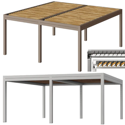 Metal pergola gazebo canopy with roller shutters — скачать