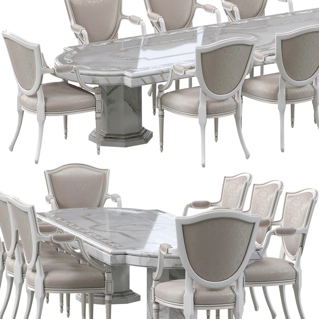 Classic dining chair and marble table — Скачать
