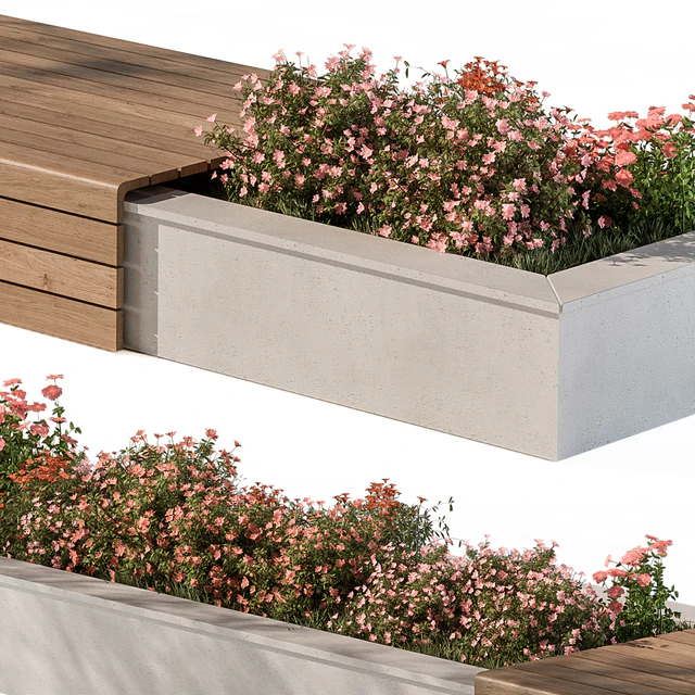Urban Bench with Flowers Set 40 — Скачать
