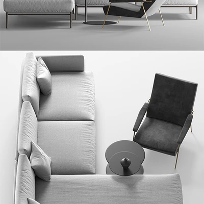 Molteni Chelsea sofa, Molteni d153 armchair — Ver 3