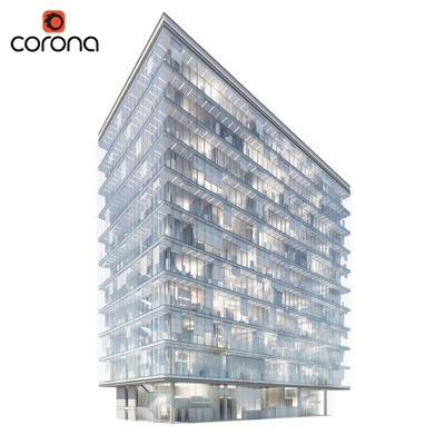 Modern office building 04 | night + interiors — Ver 4