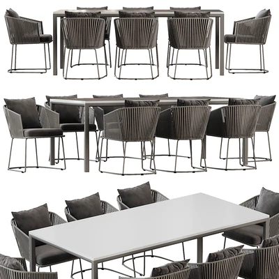 Outdoor Dining Set with Tempered Glass Top Table and Rope Woven Chairs — Вид 4