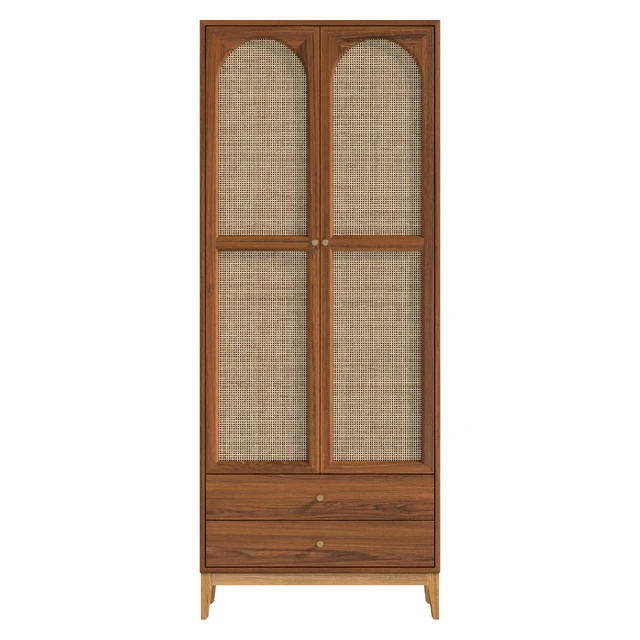 Vintage Cocoa Ash Wood Unfixed Wardrobe Closet — Скачать