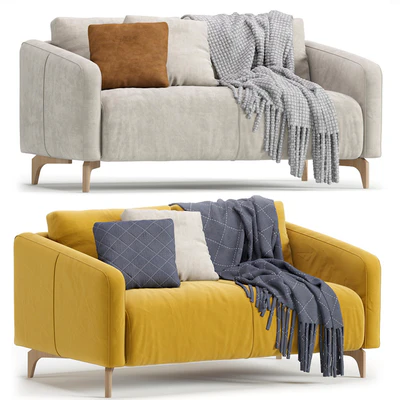 Sofa Ljeri Mini Barhat Beige Velvet Light by Divan.ru 4 Colors / Диван Льери Мини — Вид 1