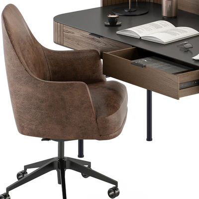 Home Office Wood and Black Table - Office Furniture 292 — Ver 5