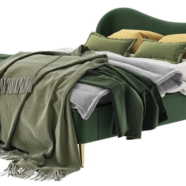 Made Kooper King Size Bed, Laurel Green Velvet — Descargar